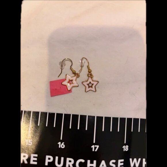 Handmade Brass authentic surgical stainless / brass porcelain Star Earrings - Picture 3 of 3